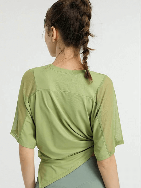 Lockeres Lauf-Mesh-T-Shirt mit kurzen Ärmeln / Workout-Sportbekleidung für Damen – SF0044 