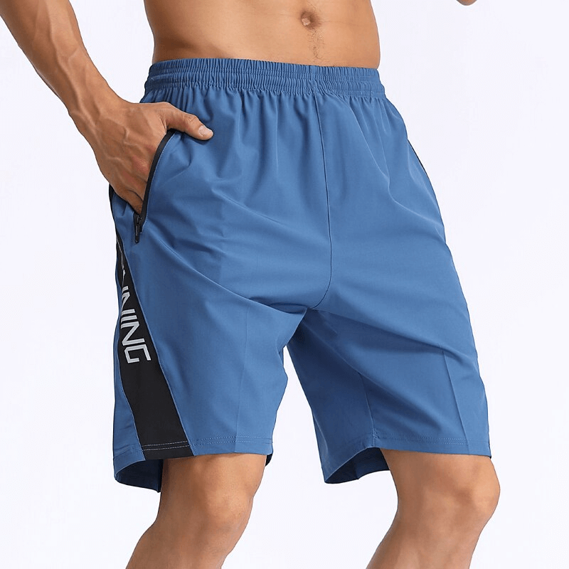 Loose Sports Quick Dry Men's Shorts with Zippered Pockets in blue, perfect for active wear, lightweight and breathable design, SF1463.