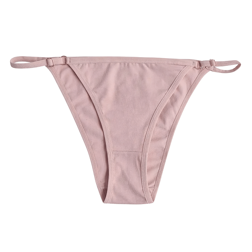 Low Rise Brazilian Cotton Briefs for Women - SF4636 in soft pink with adjustable side straps.