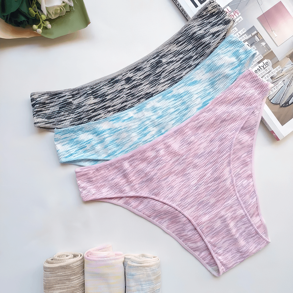 Low Rise V-Waist Seamless Brief Panties for Women - SF4663 in soft pastel shades including pink, blue, and black.