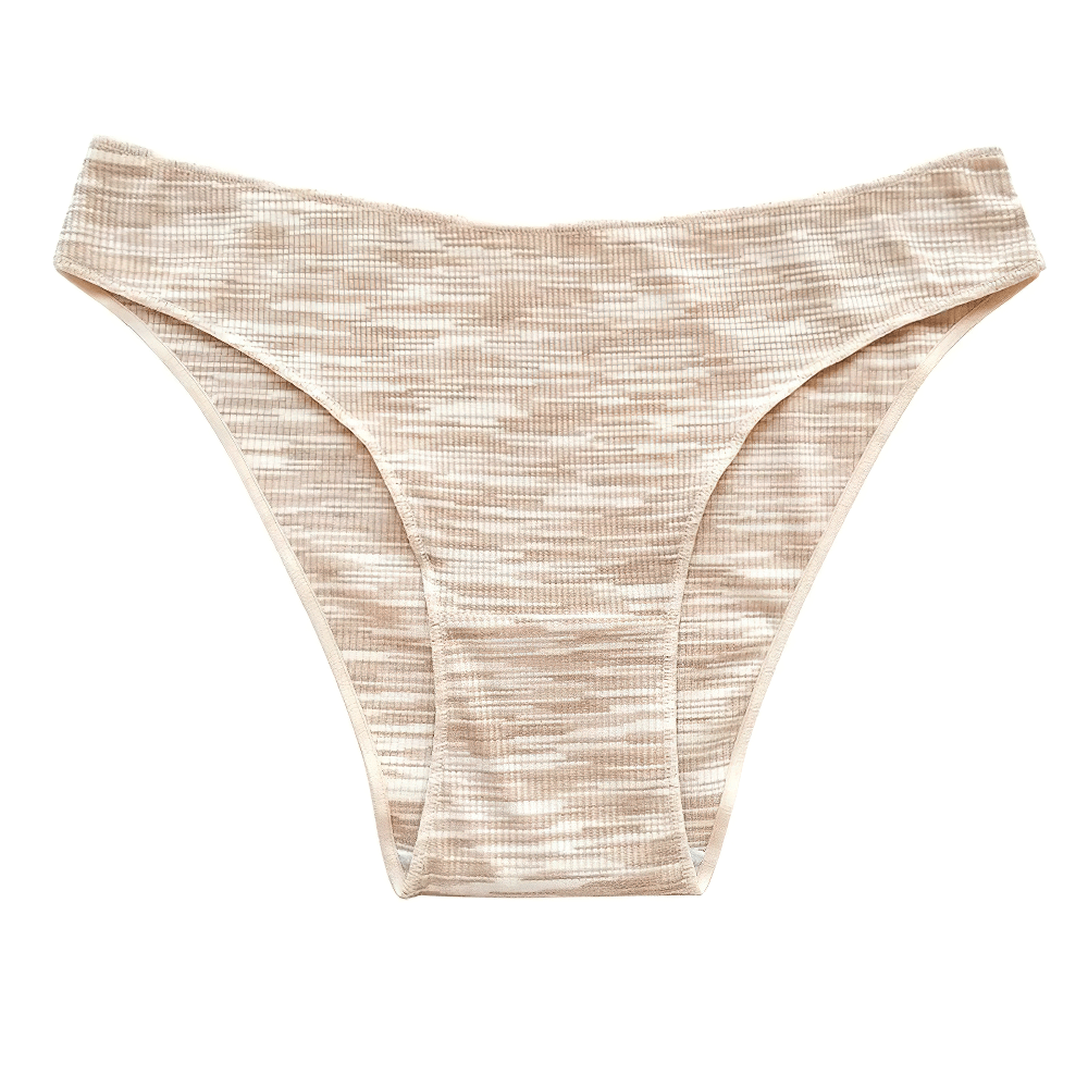 Low Rise V-Waist Seamless Brief Panties for Women - SF4663 in soft marled knit beige finish