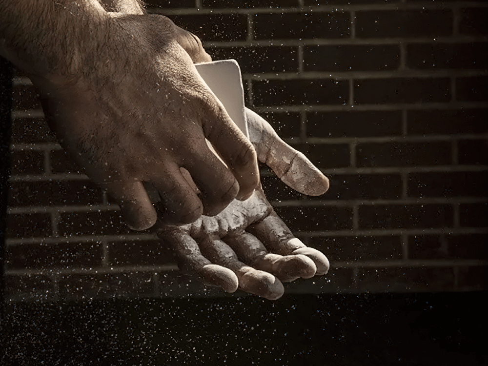 Athlete using Magnesium Carbonate Gym Chalk Blocks for Training - SF3456 to improve grip during workout.