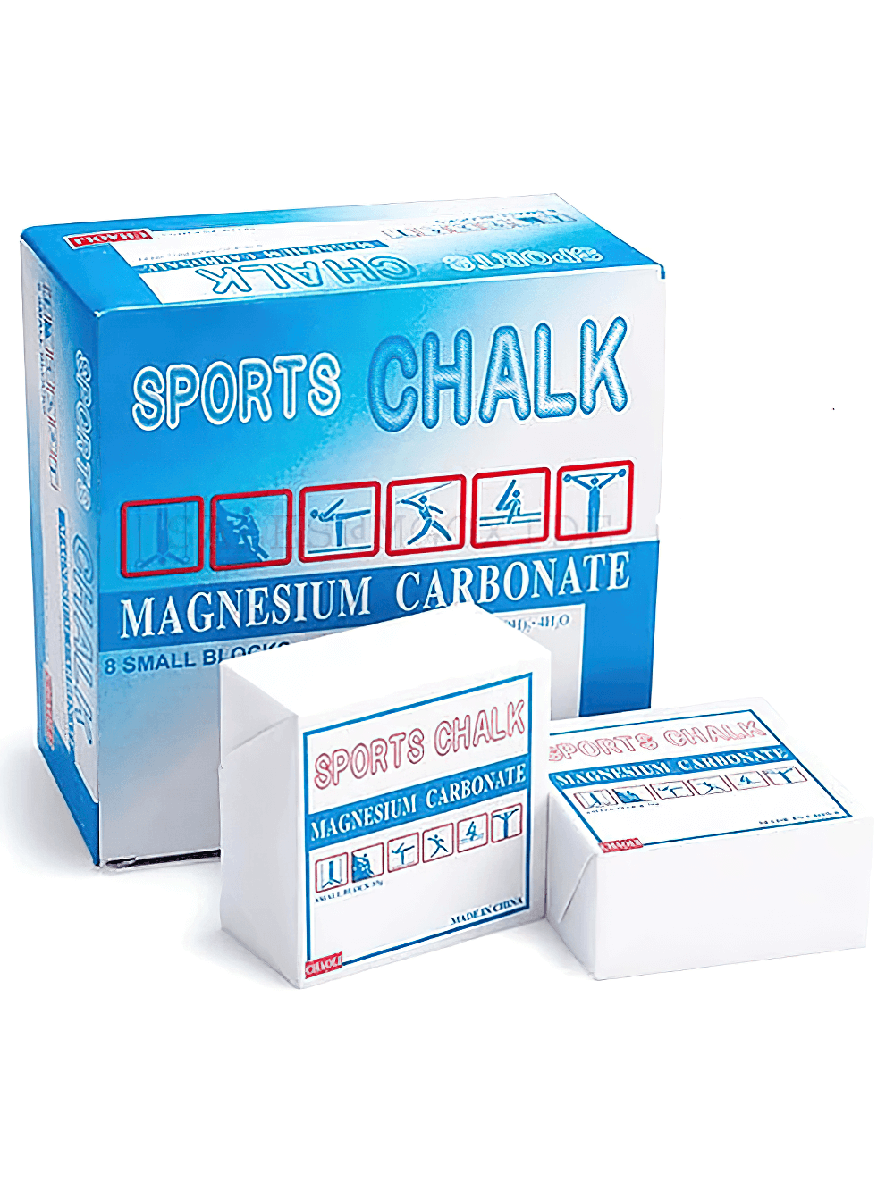 Magnesium Carbonate Gym Chalk Blocks for Training - SF3456 box and packs, perfect for weightlifting and climbing grip.