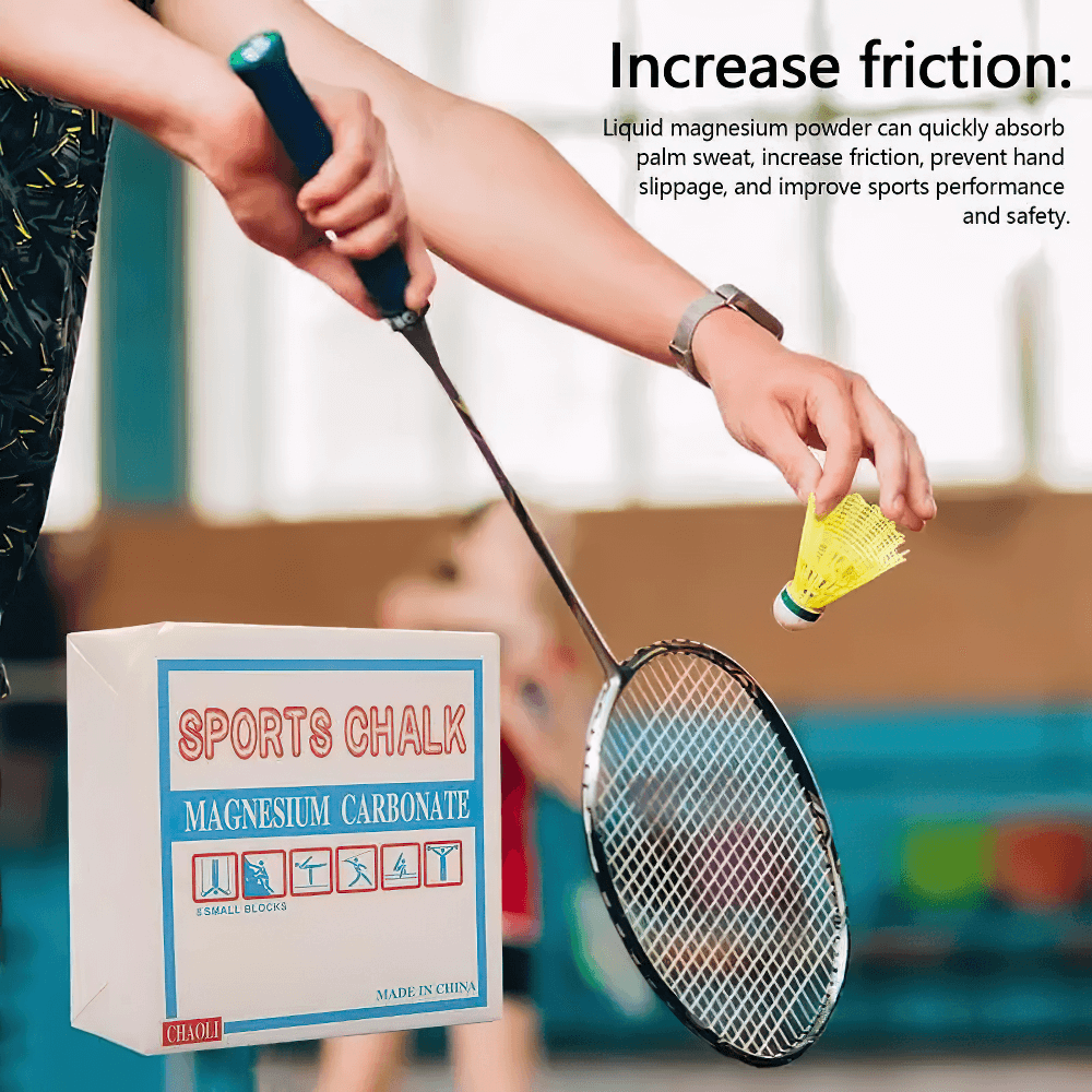 Magnesium Carbonate Sports Chalk Block - SF3557 enhances grip for badminton, reducing sweat and improving performance.