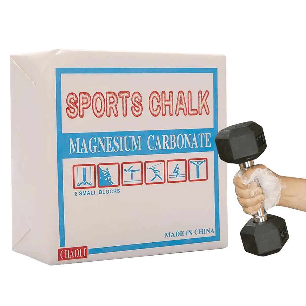 Athlete using Magnesium Carbonate Sports Chalk Block - SF3557 for enhanced grip during weightlifting