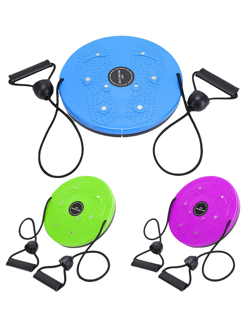 Magnetic Fitness Twister Disc with Resistance Bands - SF3495 in blue, green, and pink for home workouts and slimming.