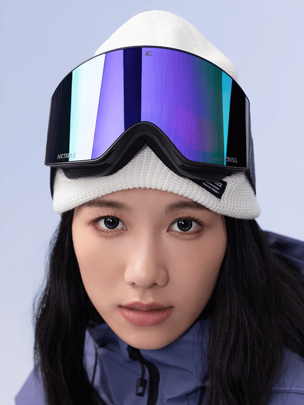 Woman wearing Magnetic Ski Goggles SF2571 with UV400 protection and anti-fog features.