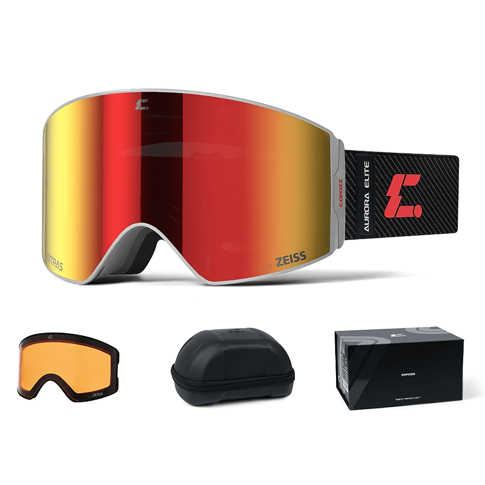 Magnetic Ski Goggles SF2571 with UV400 Zeiss lenses, MILS Magnetic System, anti-fog and extra lens. Includes protective case and box.