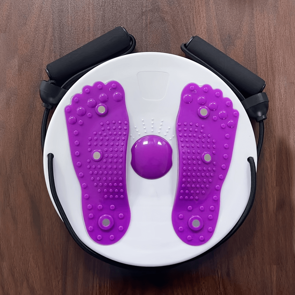 Magnetic twist board SF2813 with purple acupressure nodes and resistance bands on a wooden surface for full-body workout.