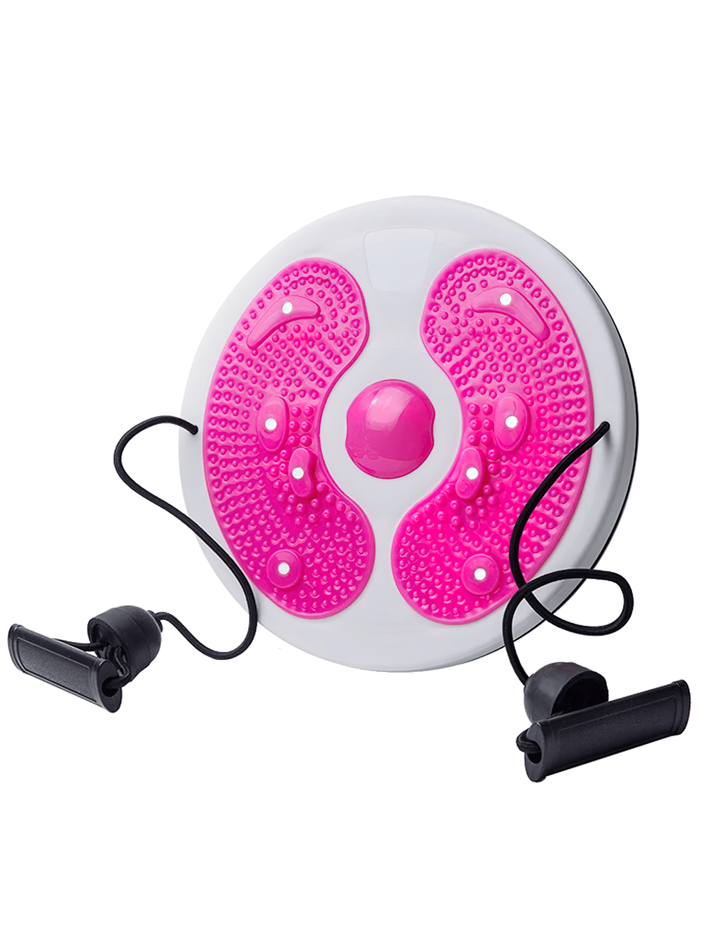 Magnetic waist twisting disc with resistance bands, pink 360° rotating fitness board for core and leg workouts at home, model SF3223.