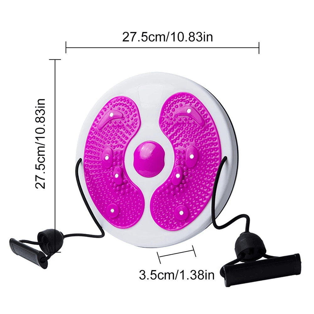 Magnetic waist twisting disc with resistance bands, 360° rotating fitness board for core and legs workout, 27.5cm size.
