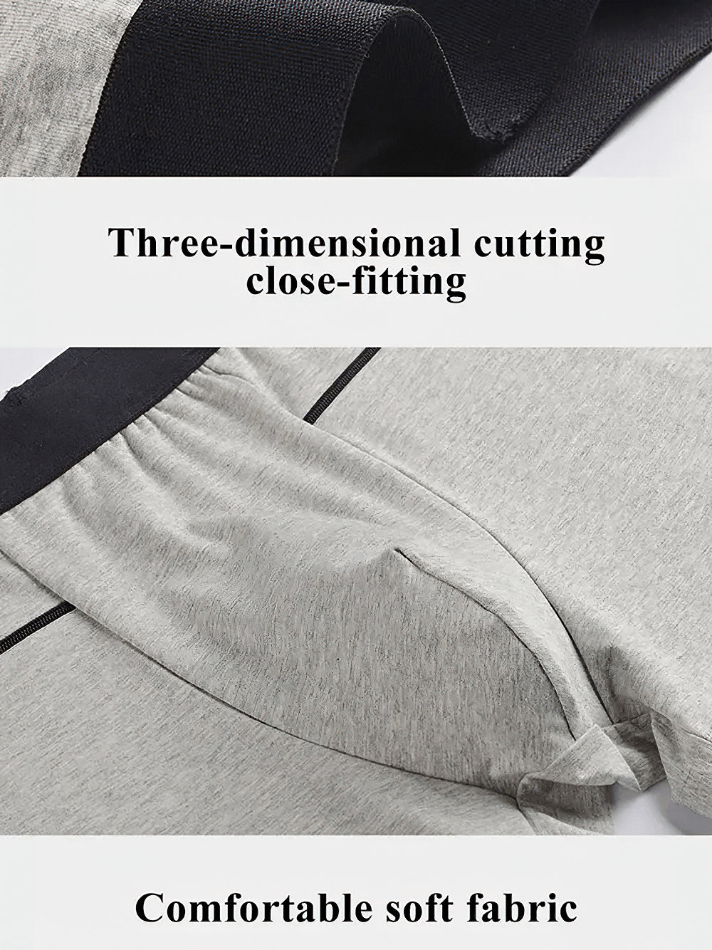 Male Boxer Briefs with Zipper Pocket Details - SF4744 showcasing three-dimensional cutting and comfortable soft fabric.