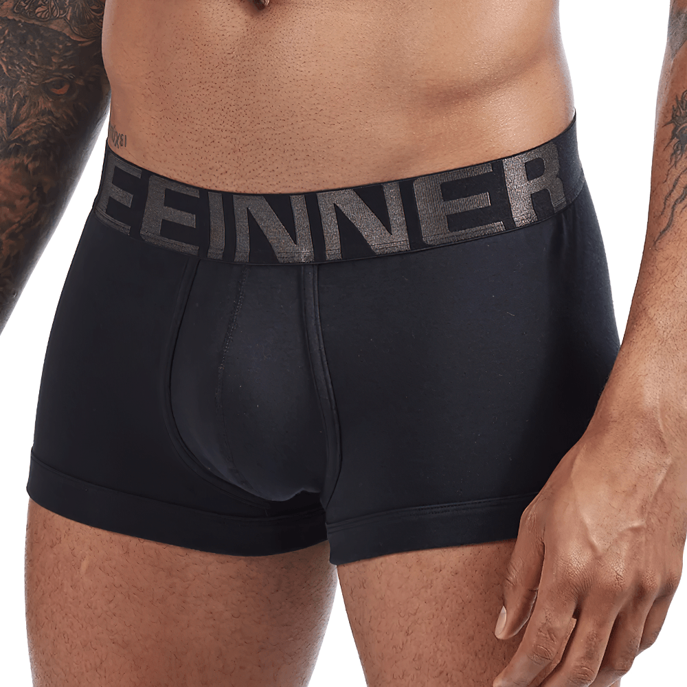 Male Cotton Boxer Briefs Low Rise Underwear - SF4710 in black, featuring a soft fit and supportive pouch.