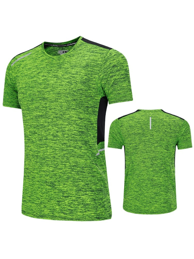 Green Male Elastic Breathable Short Sleeves Sports T-Shirt SF1509, ideal for workouts with quick-dry and muscle sports fit.