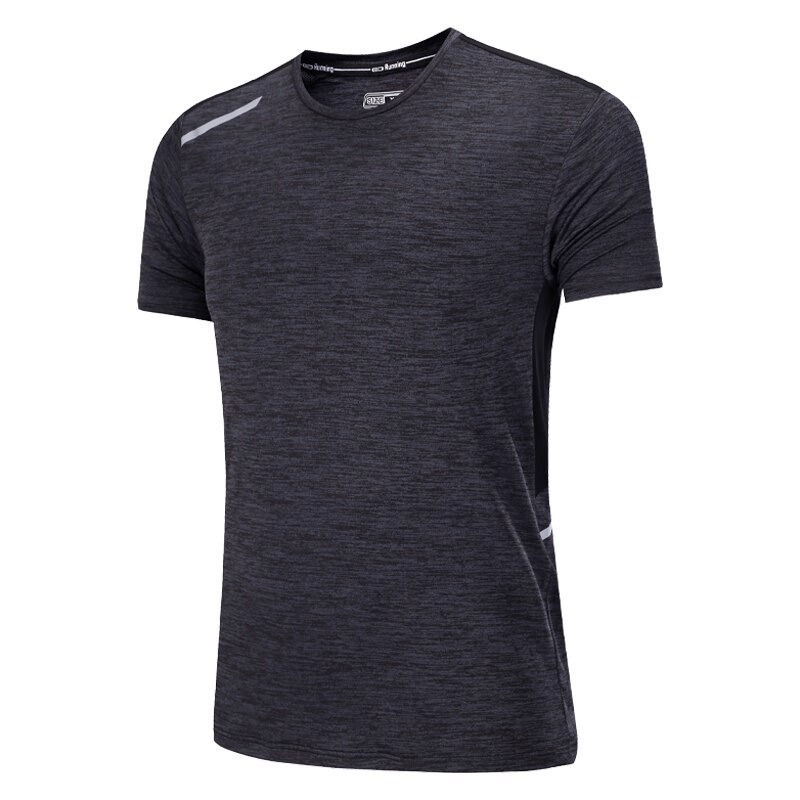 Male Elastic Breathable Short Sleeves Sports T-Shirt SF1509 in dark gray, polyester, perfect for workouts and athletes.