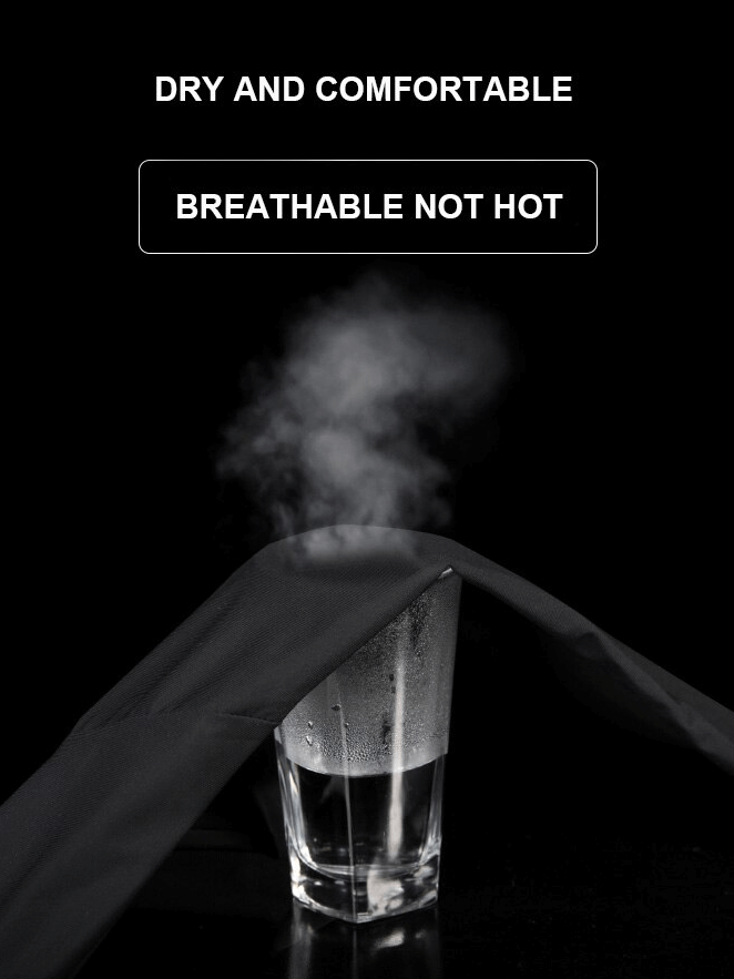 Steam rising from a glass covered by fabric, illustrating breathability and comfort of sportswear material.