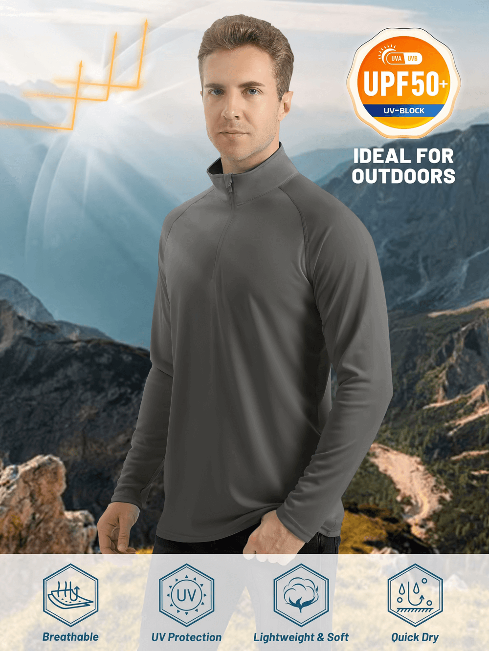 Male Long Sleeve Zip Quick Dry Performance Top - SF2546