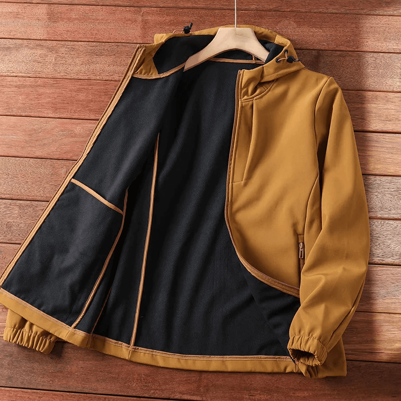 Durable waterproof male outdoor jacket for hiking and camping, SF2207, featuring windproof, thermal design for adventure.