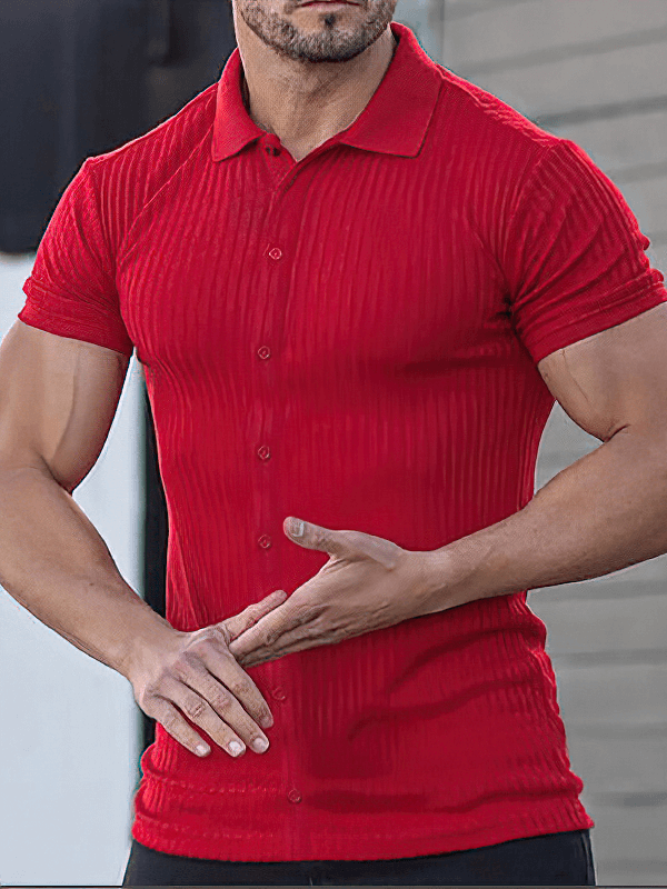 T-shirt de sport à manches courtes pour homme, couleur unie, avec boutons, SPF1413 