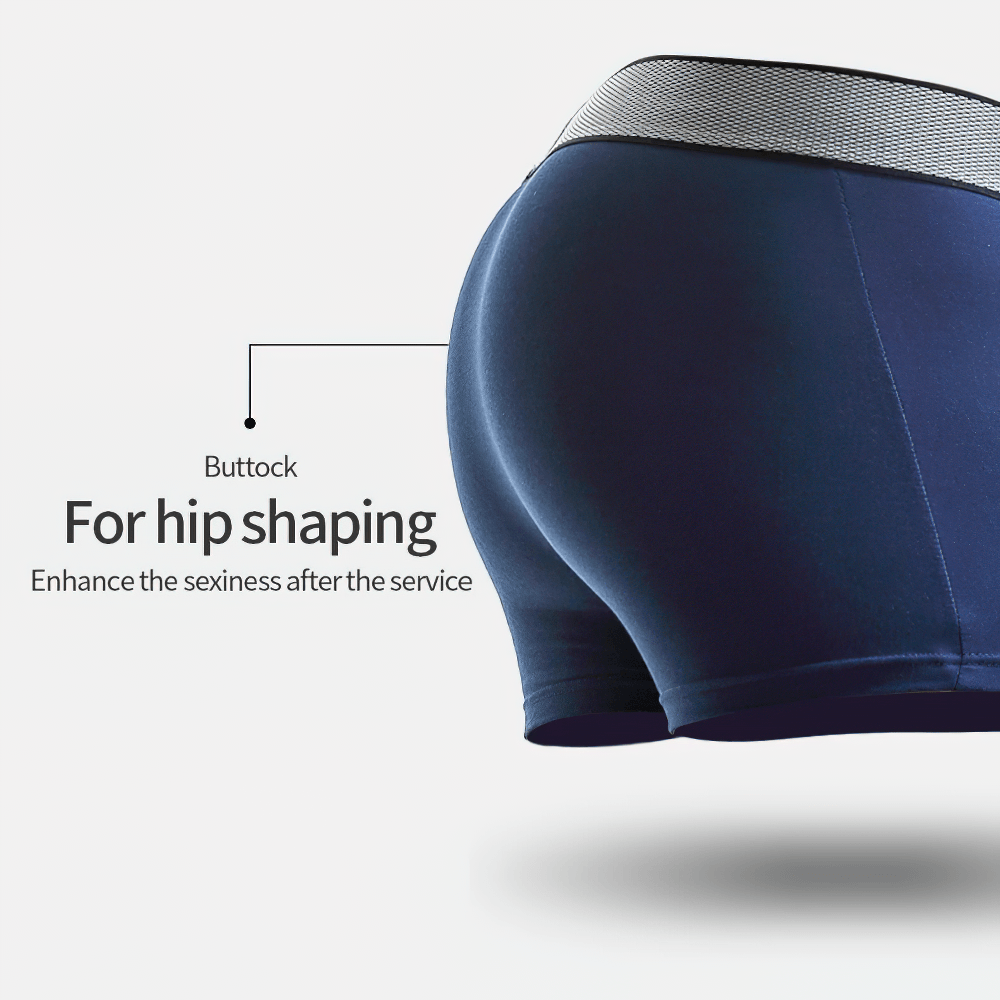 Male U-Convex Pouch Boxer Briefs with Waistband - SF4708 showcasing hip shaping and comfort.