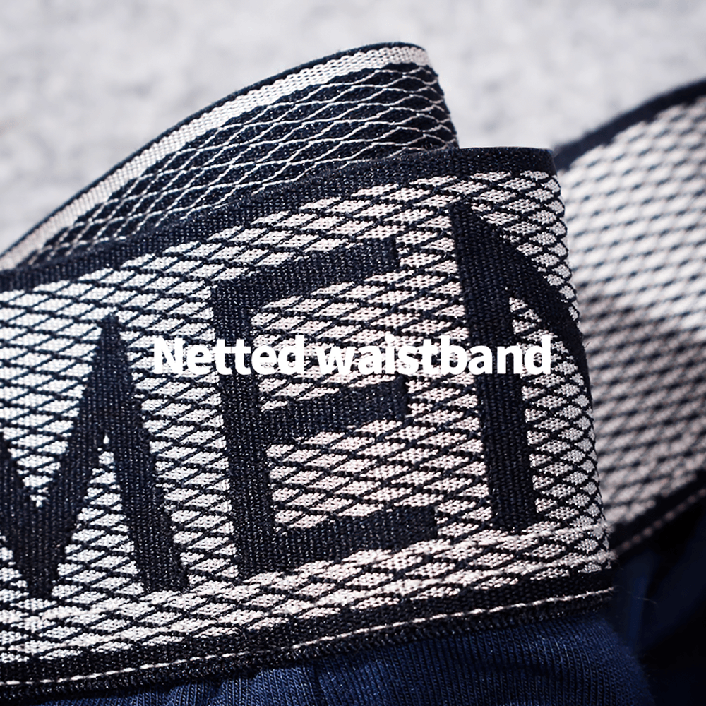 Close-up of Male U-Convex Pouch Boxer Briefs with Waistband - SF4708 showing the netted waistband detail.