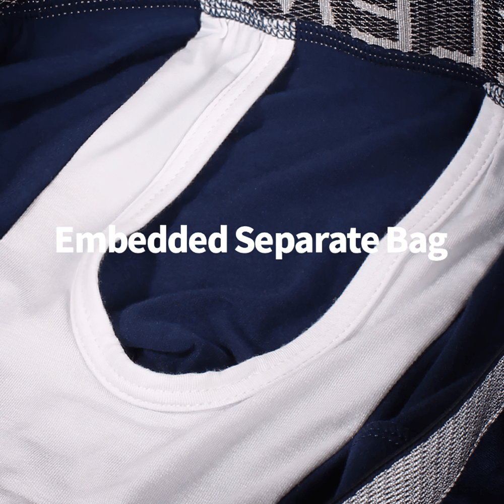 Male U-Convex Pouch Boxer Briefs with Waistband - SF4708 shown with embedded separate bag.