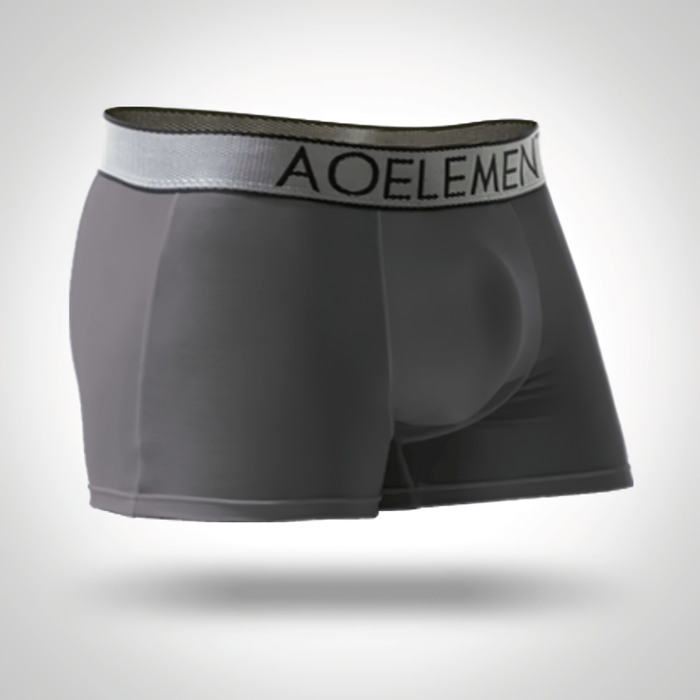 Male U-Convex Pouch Boxer Briefs with Waistband - SF4708 in gray, featuring smooth stretch fabric and stylish waistband.
