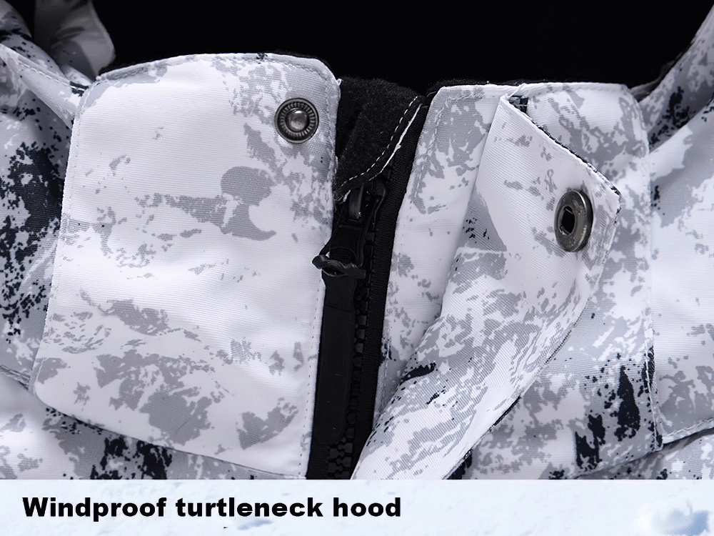 Windproof turtleneck hood on Men's Ski Jacket SF2068, perfect for skiing and snowboarding, stylish and protective gear.
