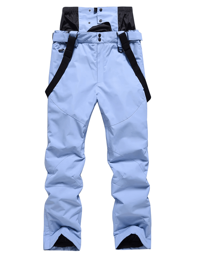 Light blue men's waterproof ski pants with adjustable straps, part of the SF2068 ski suit for winter outdoor sports.