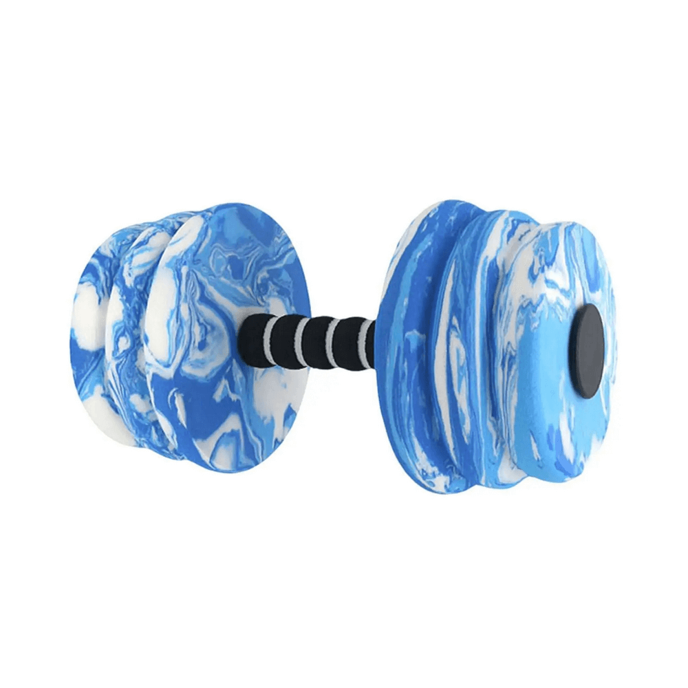 Blue marble-effect aquatic dumbbell for water workouts