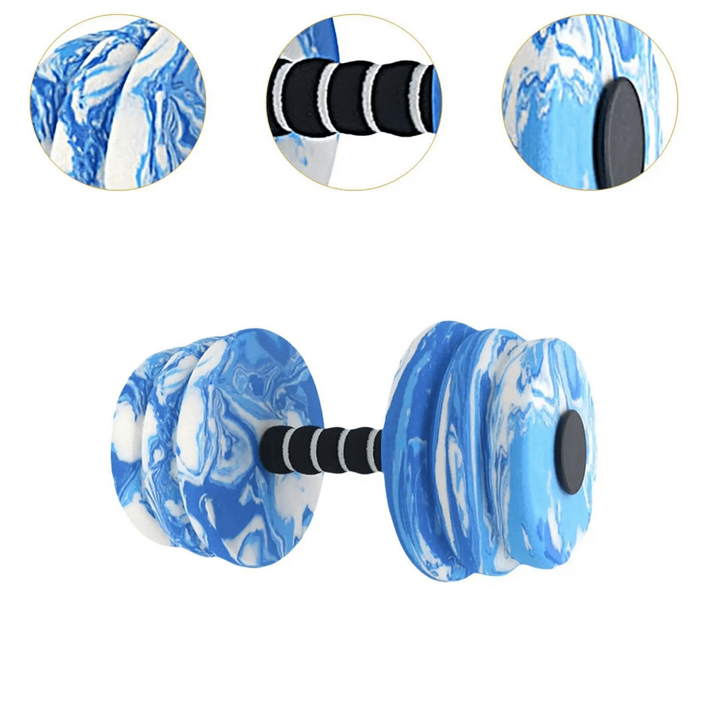 Marble-effect aquatic dumbbells SF3348 for water exercise, featuring blue and white pattern with ergonomic grip, ideal for pool workouts.