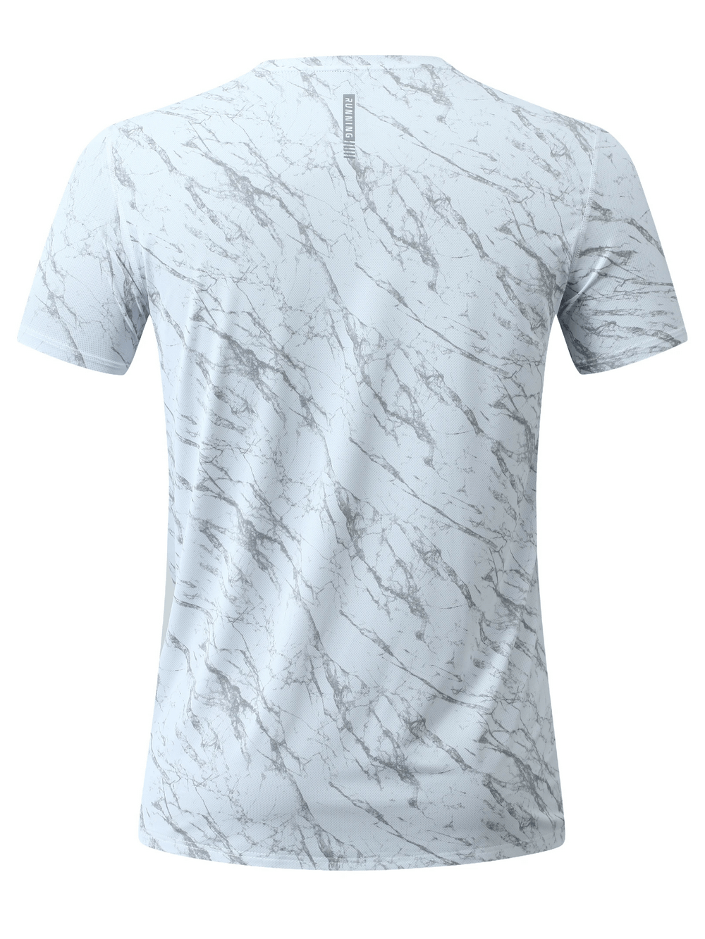 Marble Print Running T-Shirt with Short Sleeves - SF4627 back view showcasing grey marble pattern