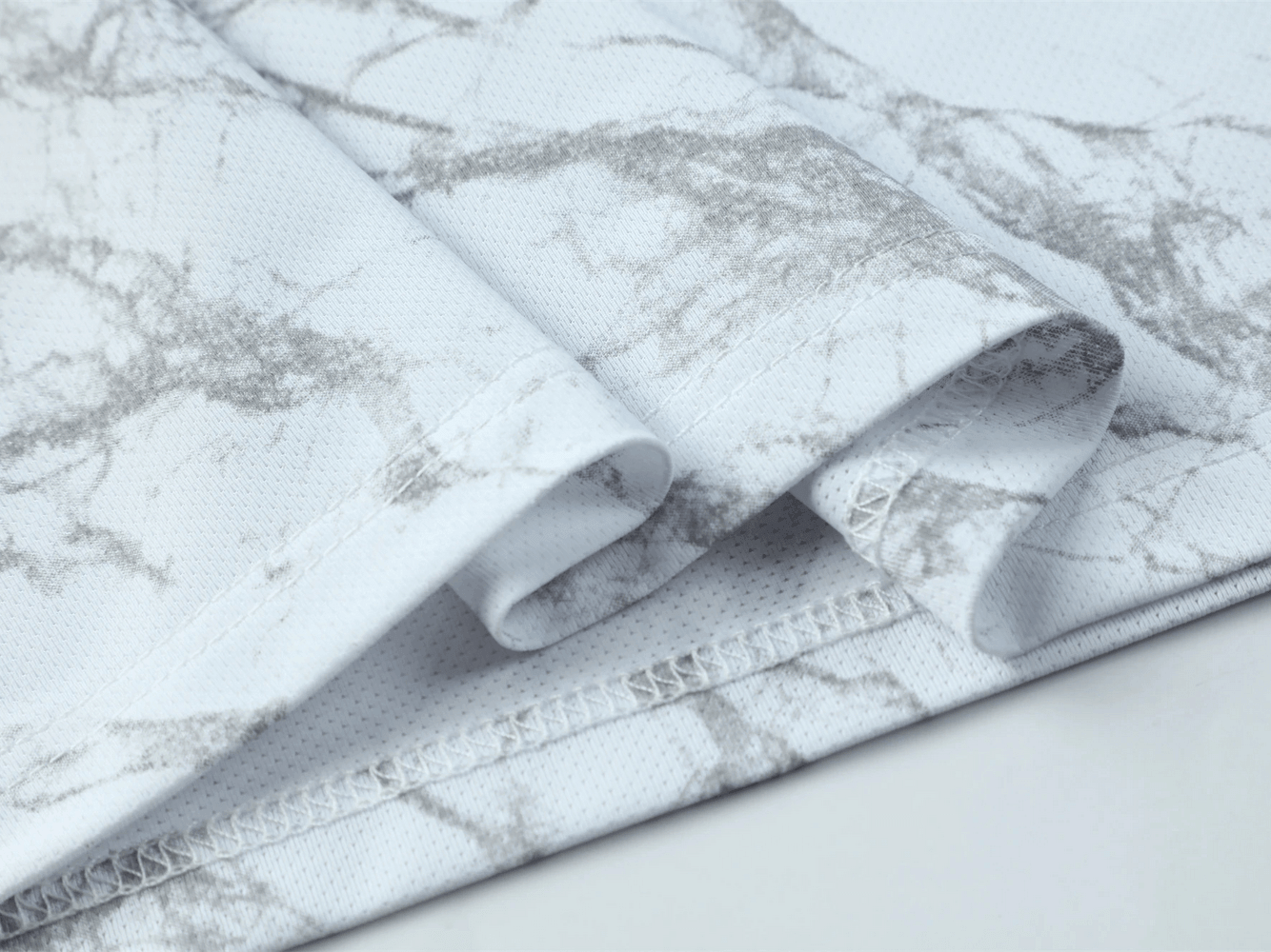 Marble Print Running T-Shirt with Short Sleeves - SF4627 close-up of grey marble pattern fabric detail.