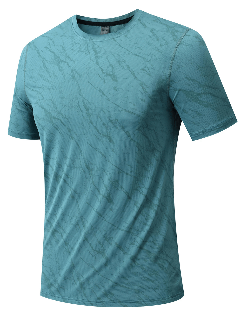 Marble Print Running T-Shirt with Short Sleeves - SF4627 in a grey marble pattern for men's athletic wear.