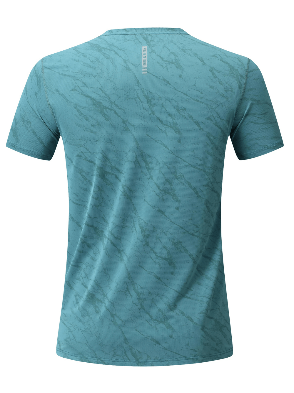 Marble Print Running T-Shirt with Short Sleeves - SF4627 in blue-grey marble pattern, showcasing the back view design.