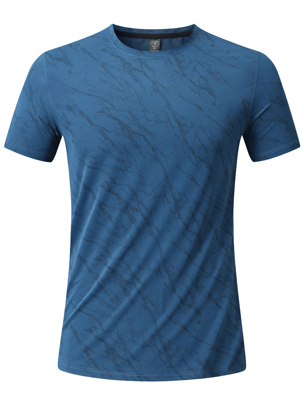 Marble Print Running T-Shirt with Short Sleeves - SF4627 in blue with marble pattern, perfect for outdoor sports and activewear.
