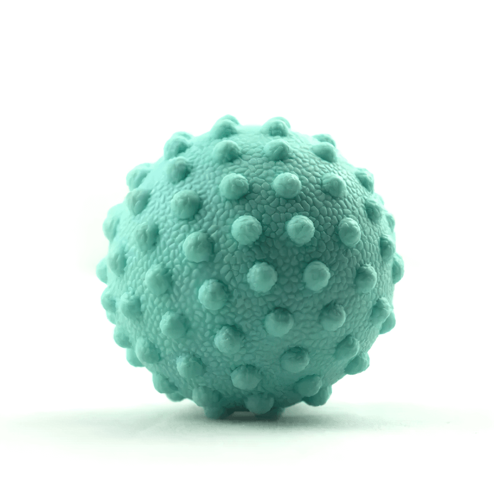 Blue spiky massage ball for deep muscle relaxation and trigger point therapy, compact and ideal for travel, gym, or home use.