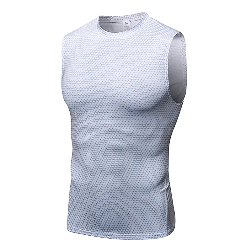 Men's quick-dry athletic tank top SF2123 in gray, featuring a compression fit and breathable design for gym workouts.