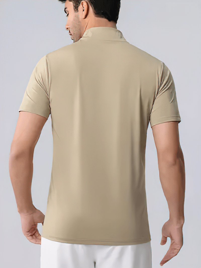Back view of Men's Elastic Breathable Running T-Shirt SF2160, showcasing muscle fit and flexibility for gym and outdoor activities.