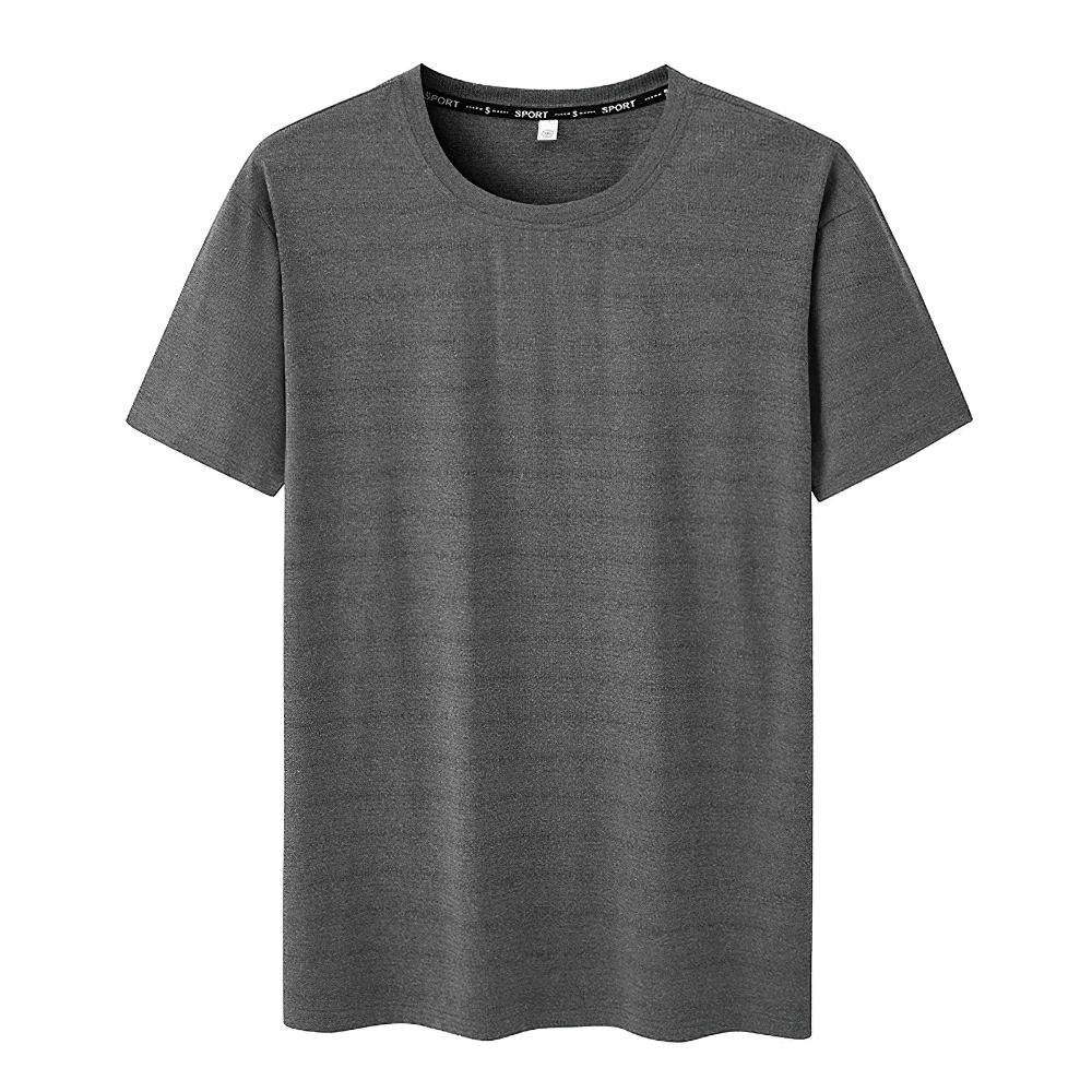 Men's lightweight breathable activewear t-shirt in gray, featuring quick-dry technology, short sleeves, and O-neck for versatile workouts.