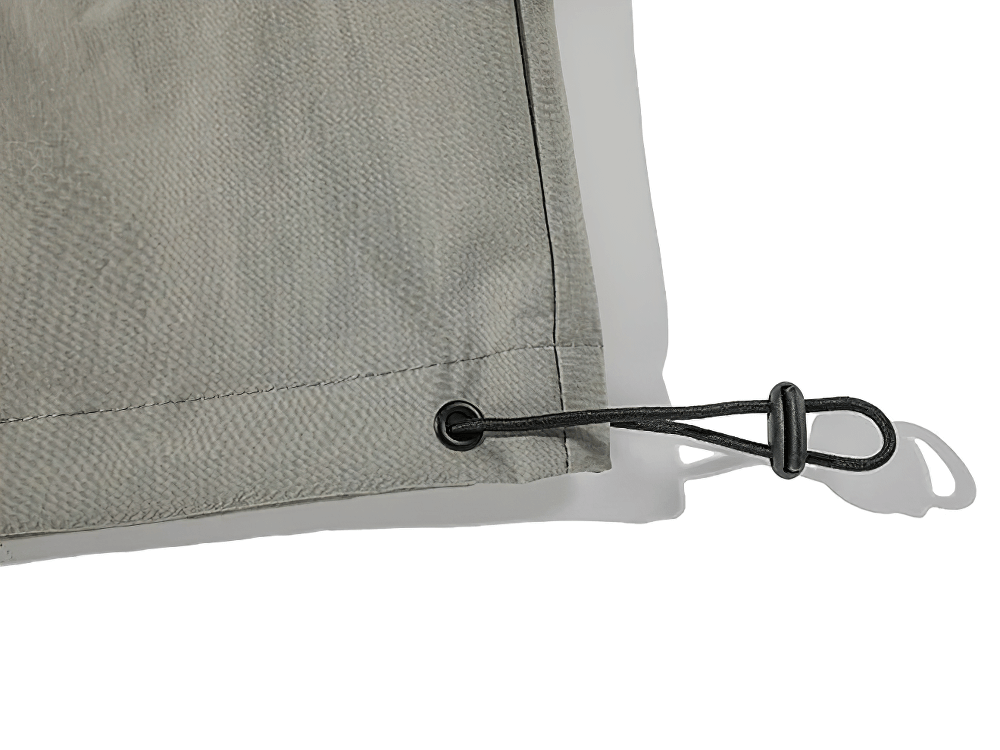 Close-up of drawstring detail on men's functional work jacket SF2264 in durable polyester fabric, showcasing practical design elements.