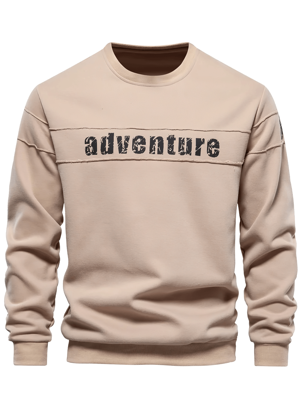 Men's patchwork adventure print crewneck sweatshirt with bold graphic and soft fabric, perfect for casual or sporty style, SKU SF2531.