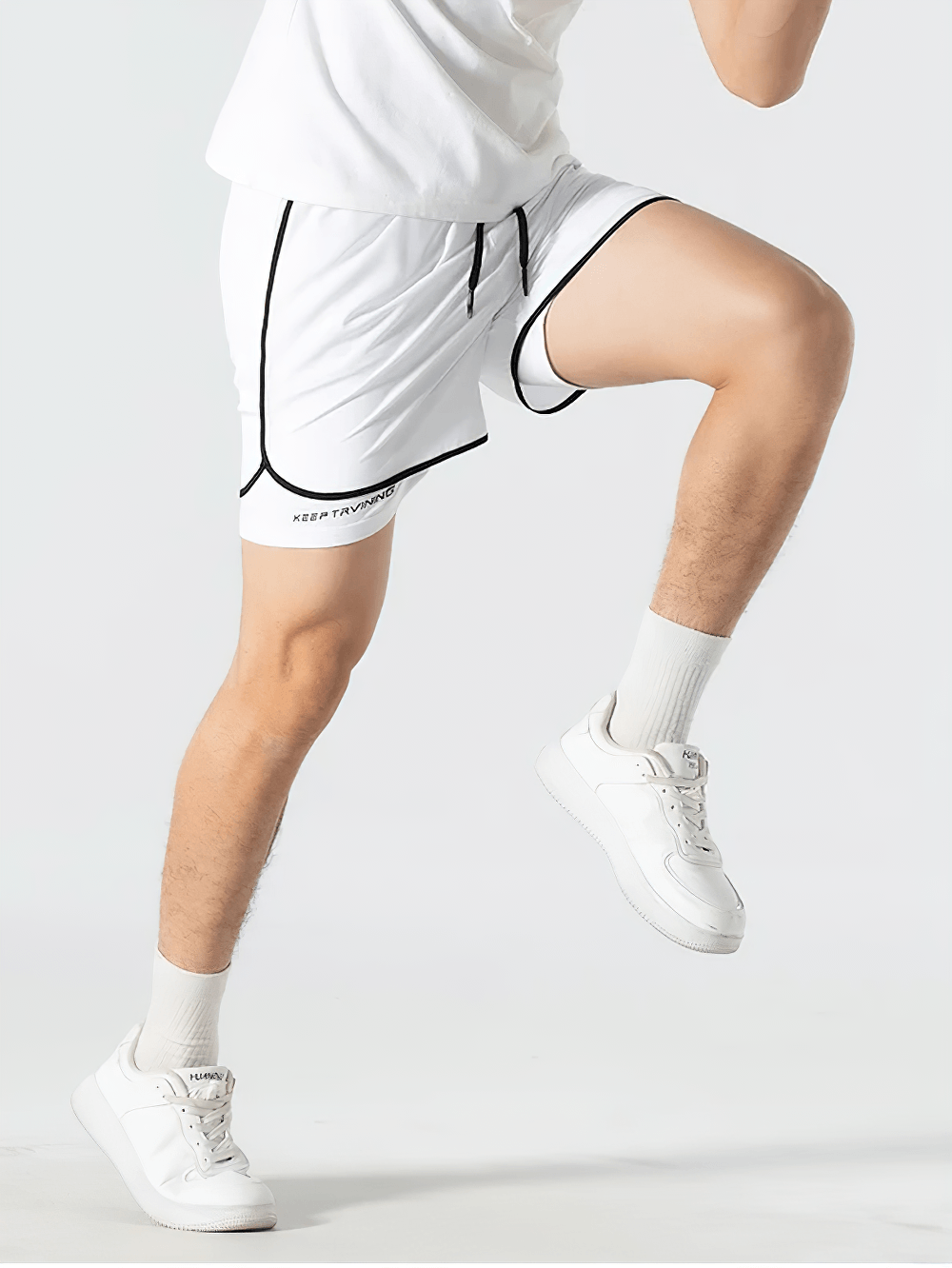Men's 2-in-1 Running Shorts with Compression Liner - SF4566 in action during a workout, showcasing mobility and style.