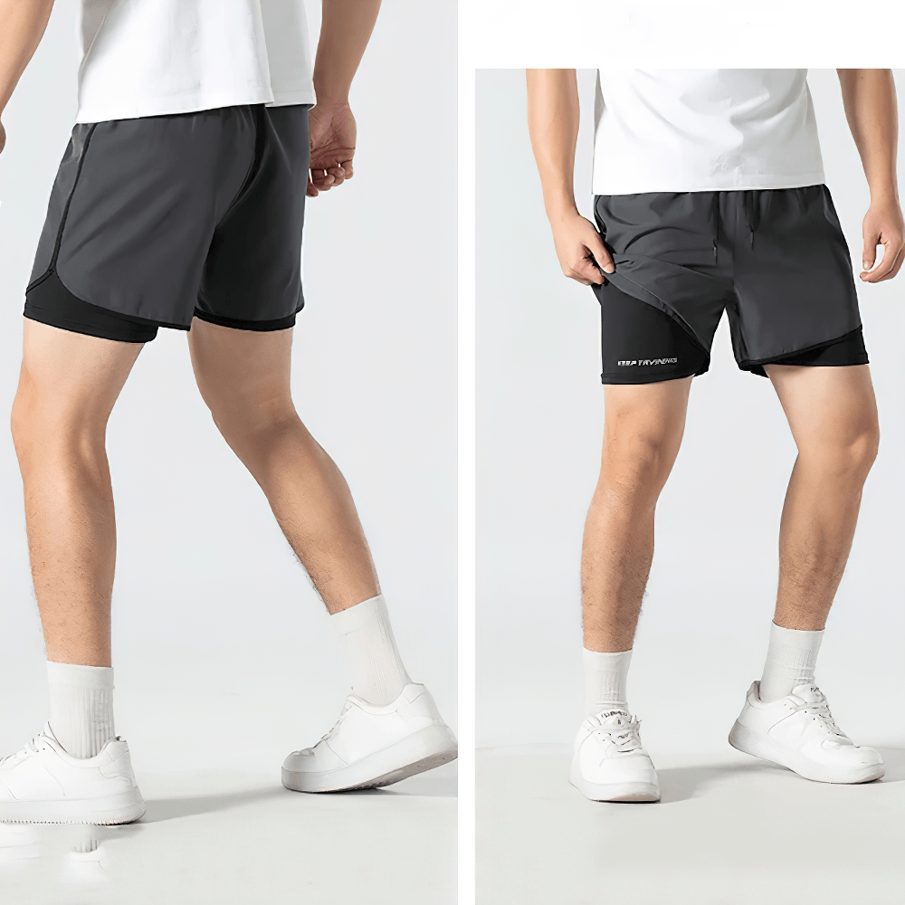 Men's 2-in-1 Running Shorts with Compression Liner - SF4566 showcased in a sporty design for active workouts.