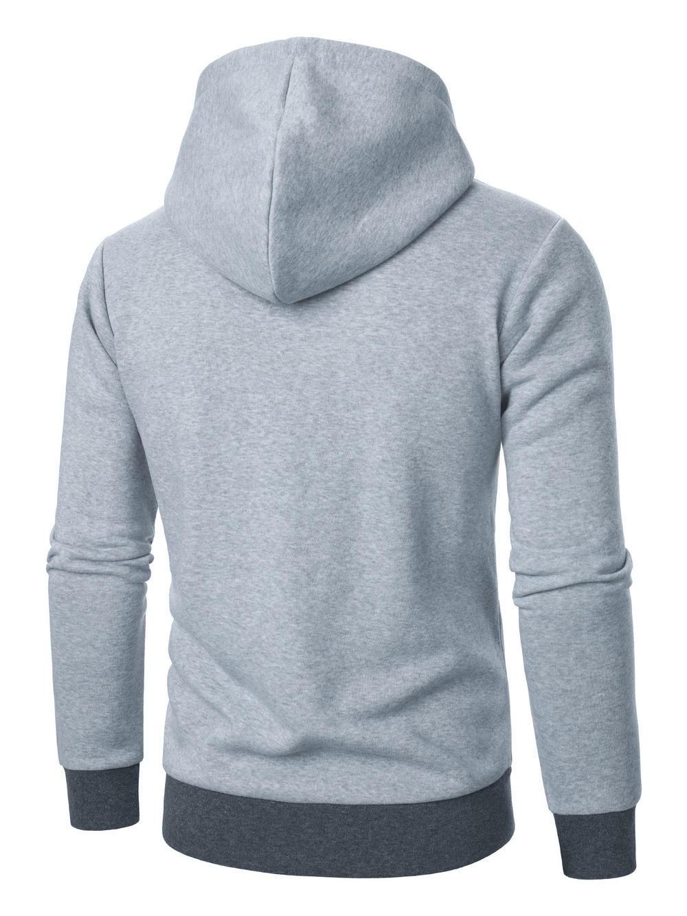 Men's Asymmetrical Zip Hoodie with Snap Collar - SF4720 in grey, showcasing back view and drawstring hood.