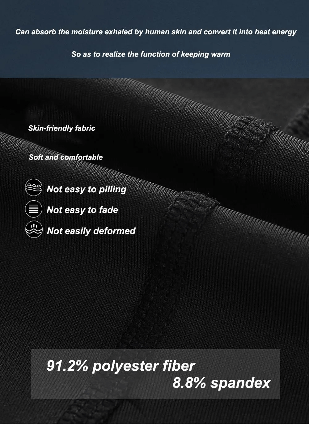 Close-up of men's athletic sports top fabric, showing skin-friendly, stretchy, quick-dry polyester-spandex blend with comfort features.