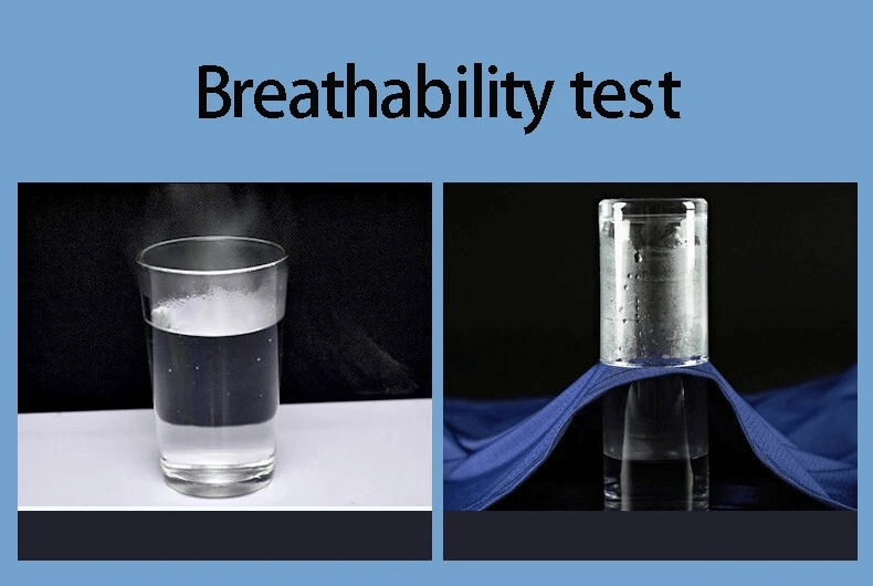 Breathability test comparing steam through glass and air permeability of a T-shirt fabric