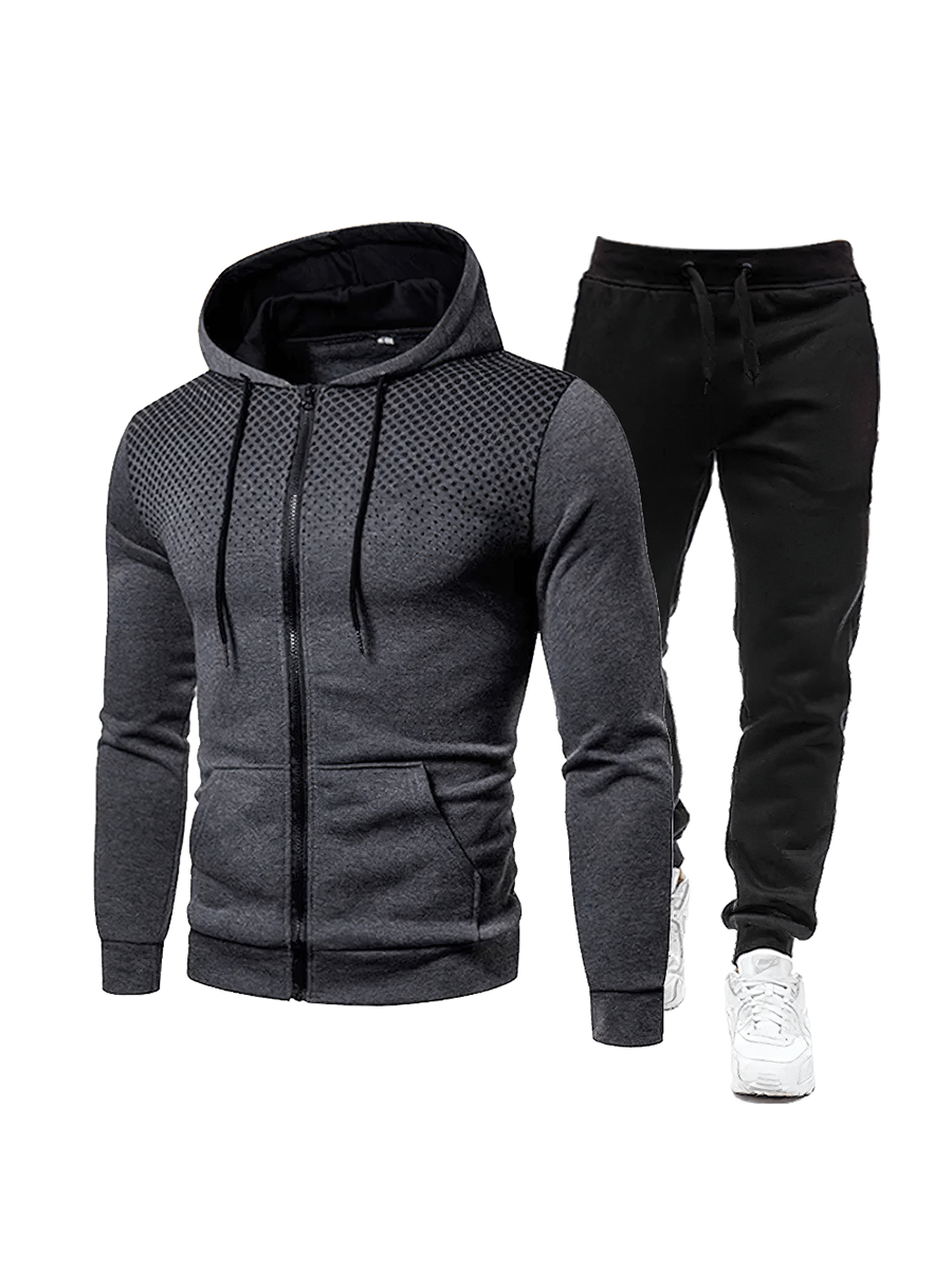 Men's Athletic Tracksuit Set SF2039 in gray, featuring a zippered jacket and pants, perfect for sporty style and comfort in cooler seasons.