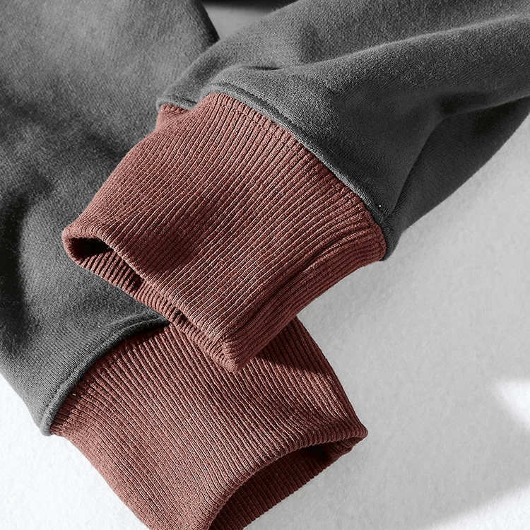 Men's cotton turtleneck sweatshirt sleeve with patchwork design, perfect for autumn and winter casual wear.