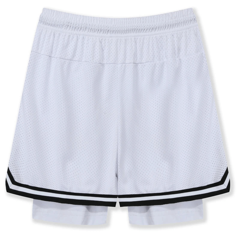 Men's Basketball Double-Laye Shorts With Stripes - SF2167